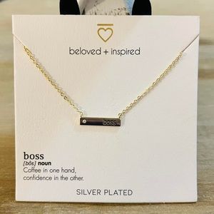Beloved + Inspired Gold Dipped Silver Plated Boss Bar Necklace